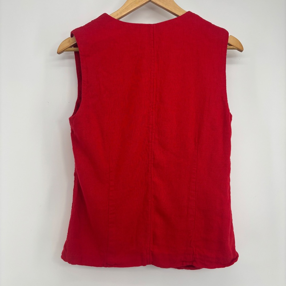 Abercrombie & Fitch Women Red Linen Blend Asymmetrical Button Vest Top Small - Picture 2 of 7